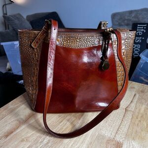 Brahmin Tucson Collection Cognanc Croc Leather  Combi Asher Tote Purse Shoulder